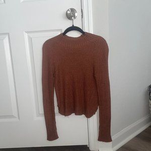 American Apparel Mock Neck Copper/Burnt Orange Knit Sweater